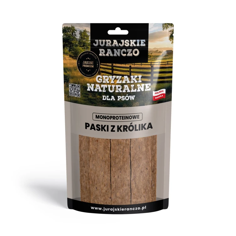 Naturalny gryzak Paski z królika Jurajskie Ranczo - 100g