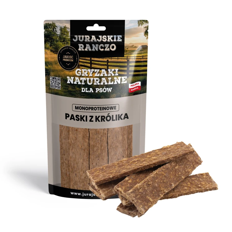 Naturalny gryzak Paski z królika Jurajskie Ranczo - 100g