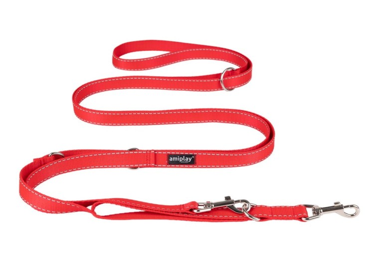 Smycz 8in1 Reflective L Czerwony