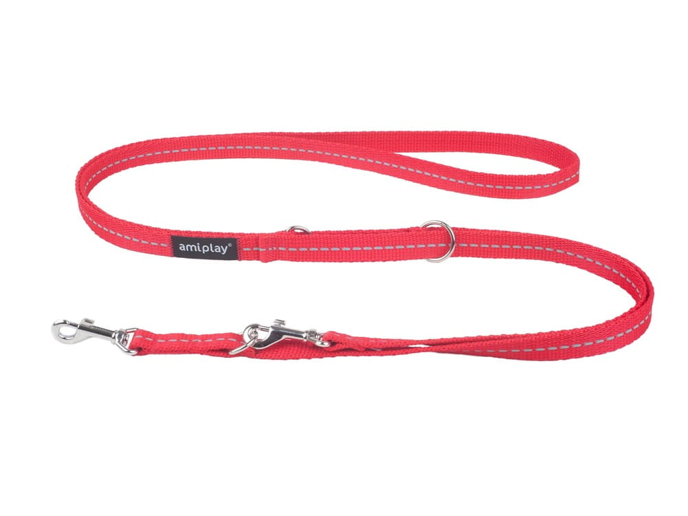Smycz 6in1 Reflective M 1-2m Czerwony