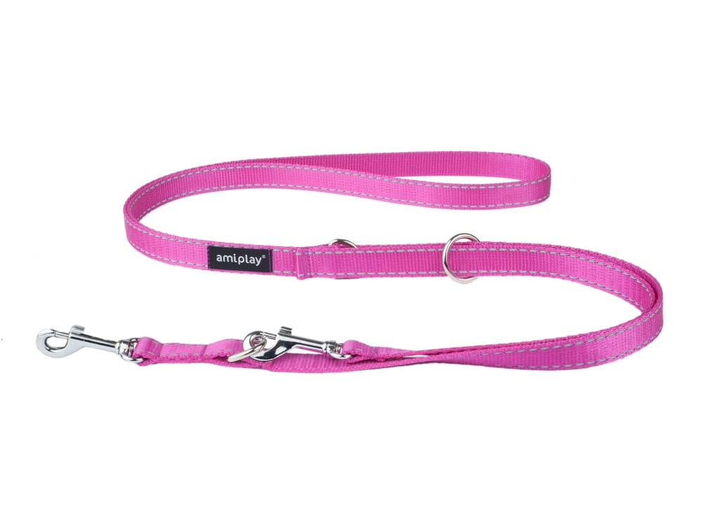 Smycz 6in1 Reflective XL 1-2m Różowy