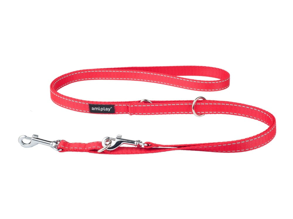 Smycz 6in1 Reflective L 1-2m Czerwony