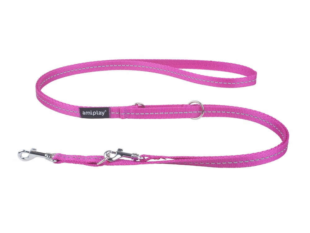 Smycz 6in1 Reflective S 1-2m Rożowy