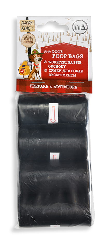 Woreczki na psie odchody, 4 rolki x 20szt, czarne