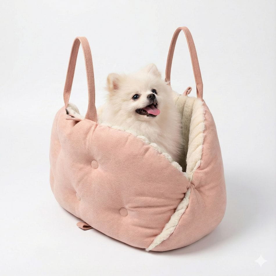 Pies w miękkim legowisku samochodowym Carinio DODA pink