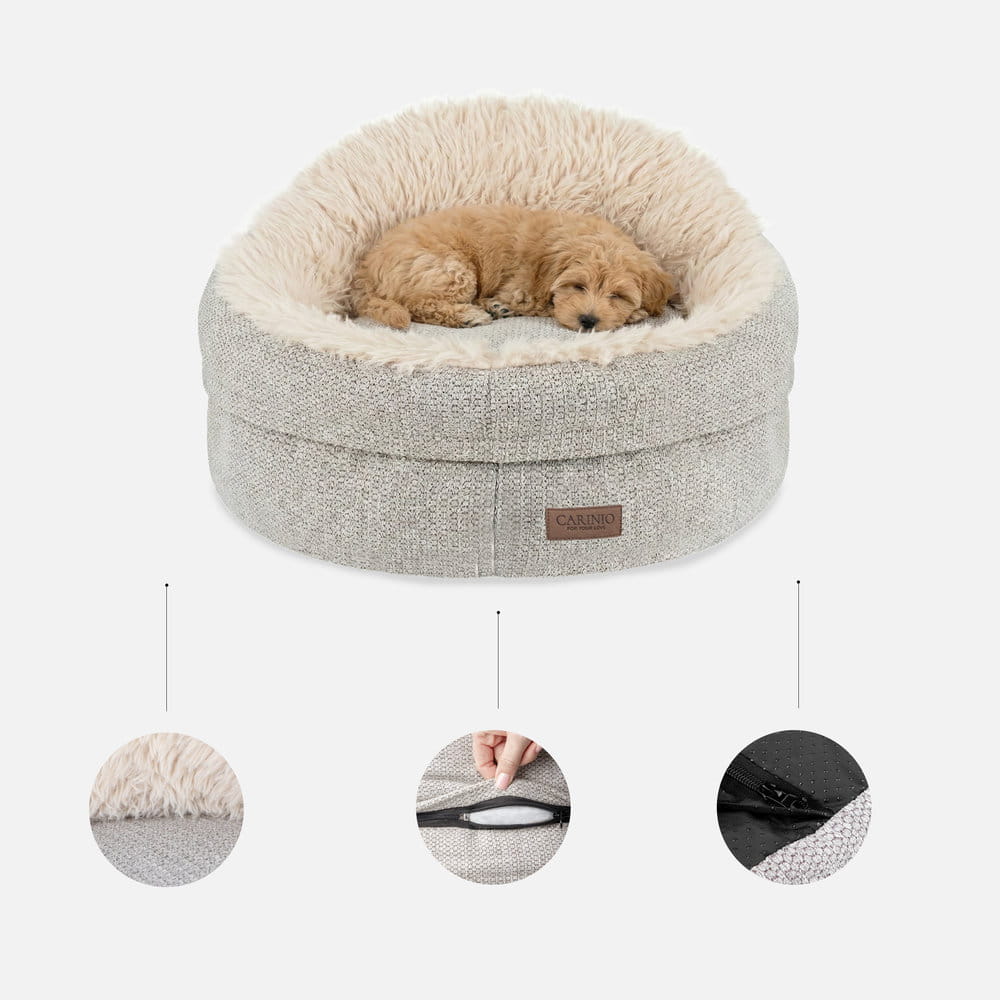 Materiały legowiska COSY natural – puszyste wnętrze, tkanina, spód