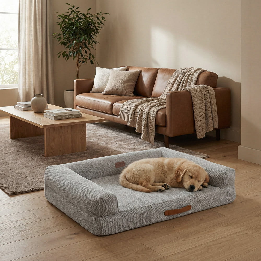 Legowisko-sofa Carinio LOUNGE mist L w salonie