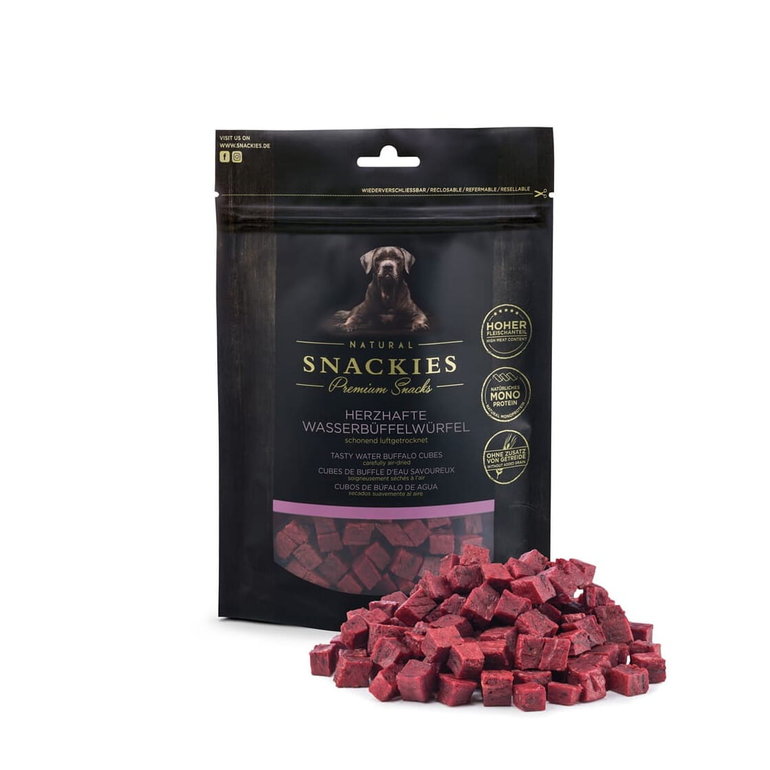 Premium Snacks Przysmak dla psa - Kostki z bawołu wodnego 170 g