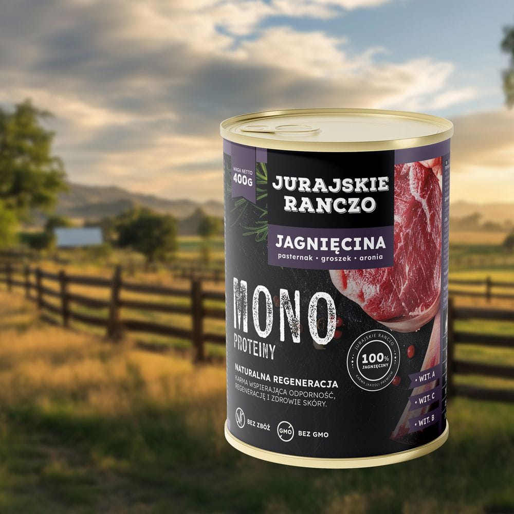 Jurajskie Ranczo Mono Białkowe Z jagnięciną – karma mokra monoproteinowa dla psów dorosłych