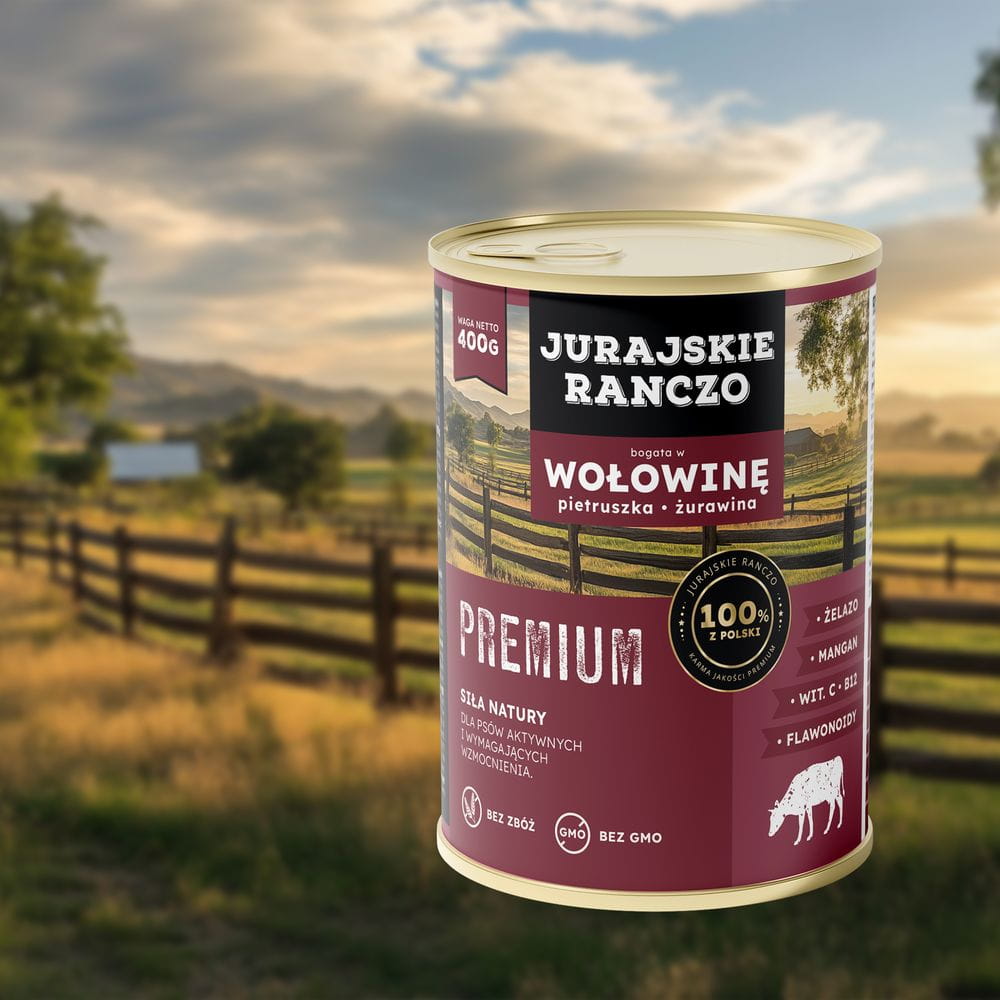 Jurajskie Ranczo Premium z wołowiną, pietruszką i żurawiną
