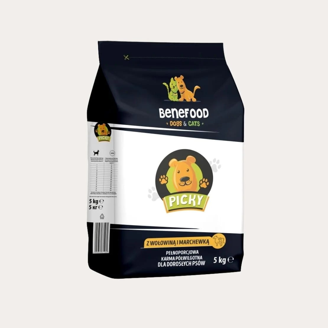 Benefood Picky z wołowiną i marchewką - karma półmokra dla psa worek 5 kg