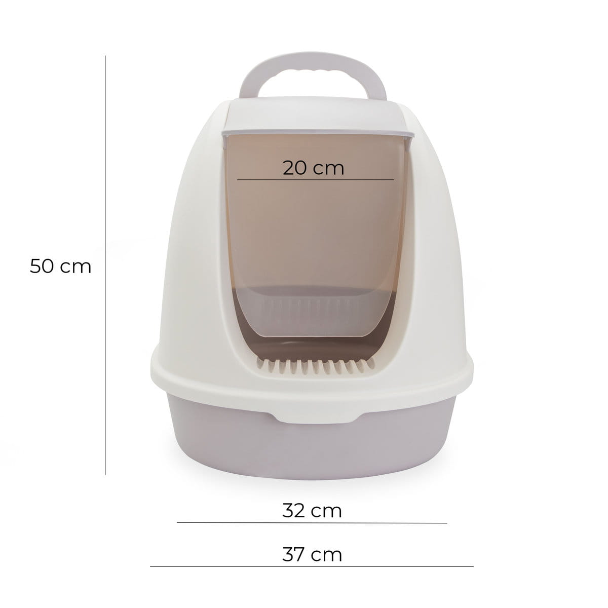 Kuweta Carinio CAPSULE biała – wymiary podstawy i wejścia
