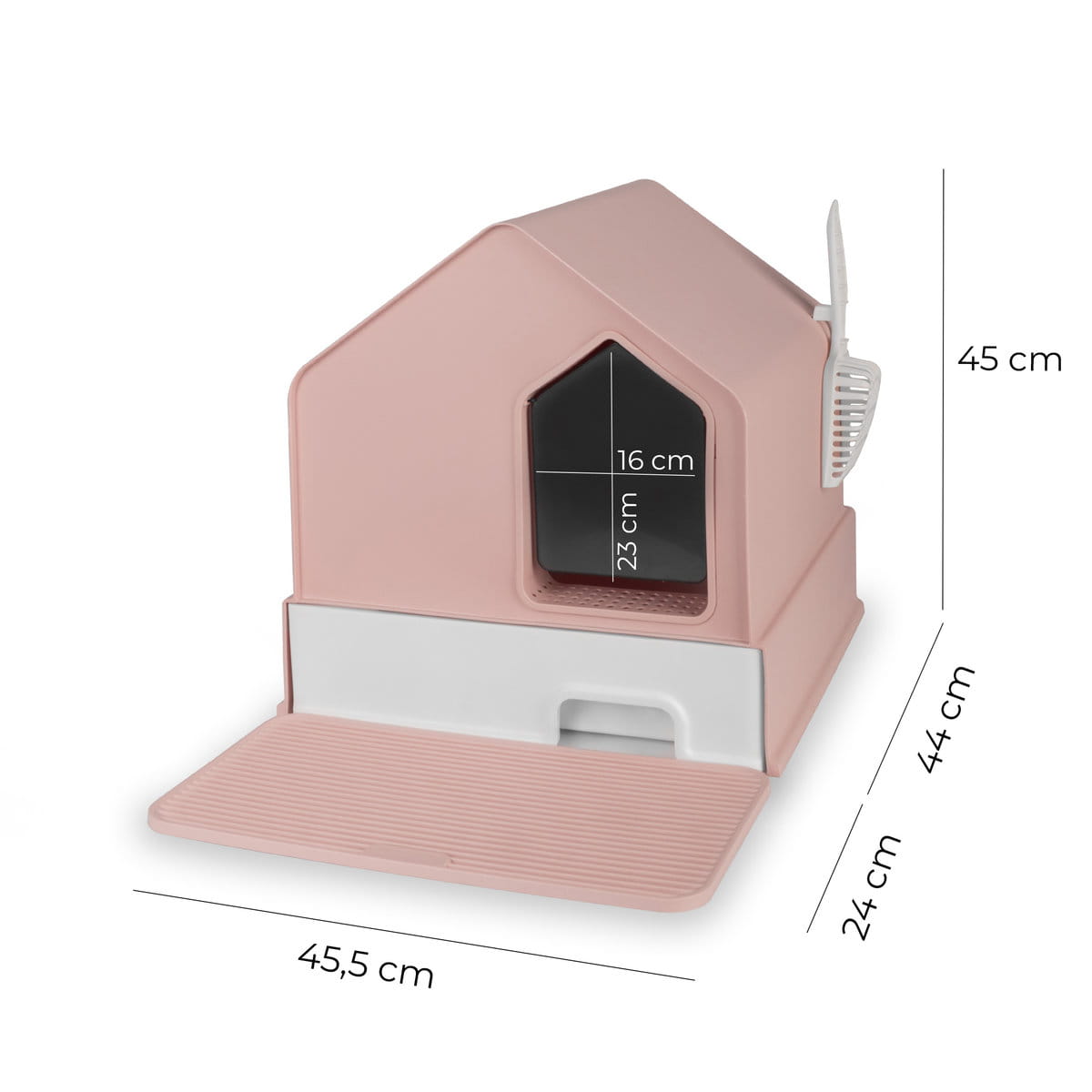 Kuweta Carinio HOUSE różowa – rysunek wymiarowy