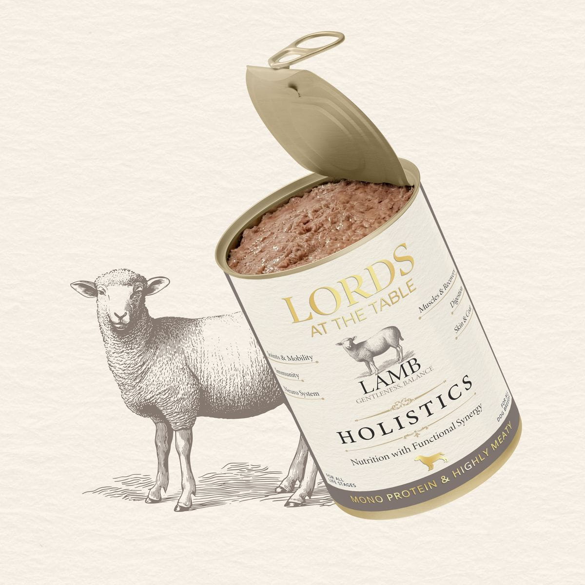 Karma mokra HOLISTICS monoproteinowa JAGNIĘCINA - 400g LORDS at the table – składniki funkcjonalne