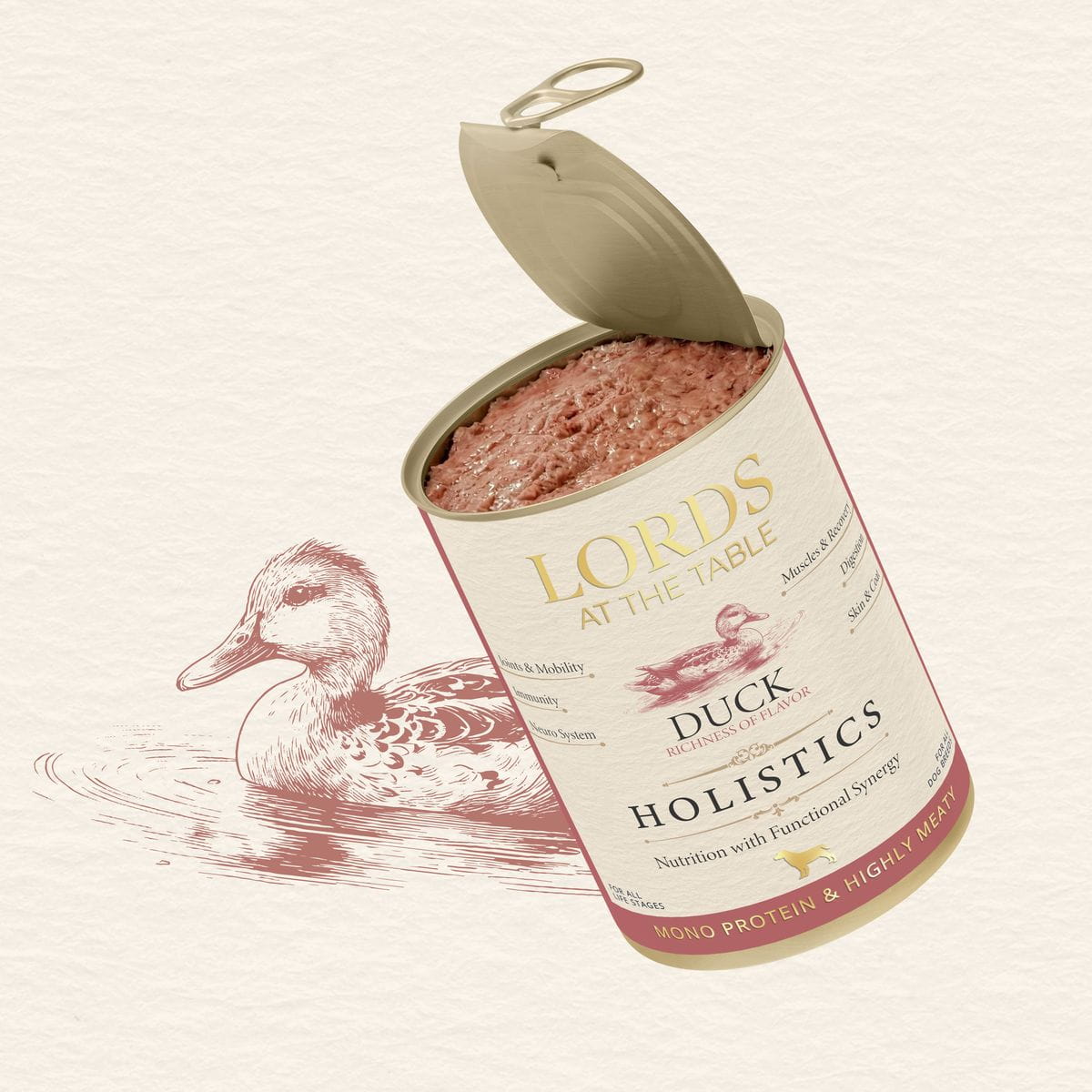 Karma mokra HOLISTICS monoproteinowa KACZKA - 400g LORDS at the table – składniki funkcjonalne