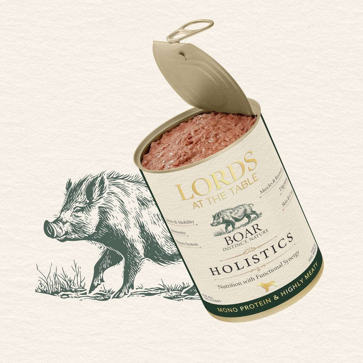 Karma mokra HOLISTICS monoproteinowa DZIK - 400g LORDS at the table – składniki funkcjonalne