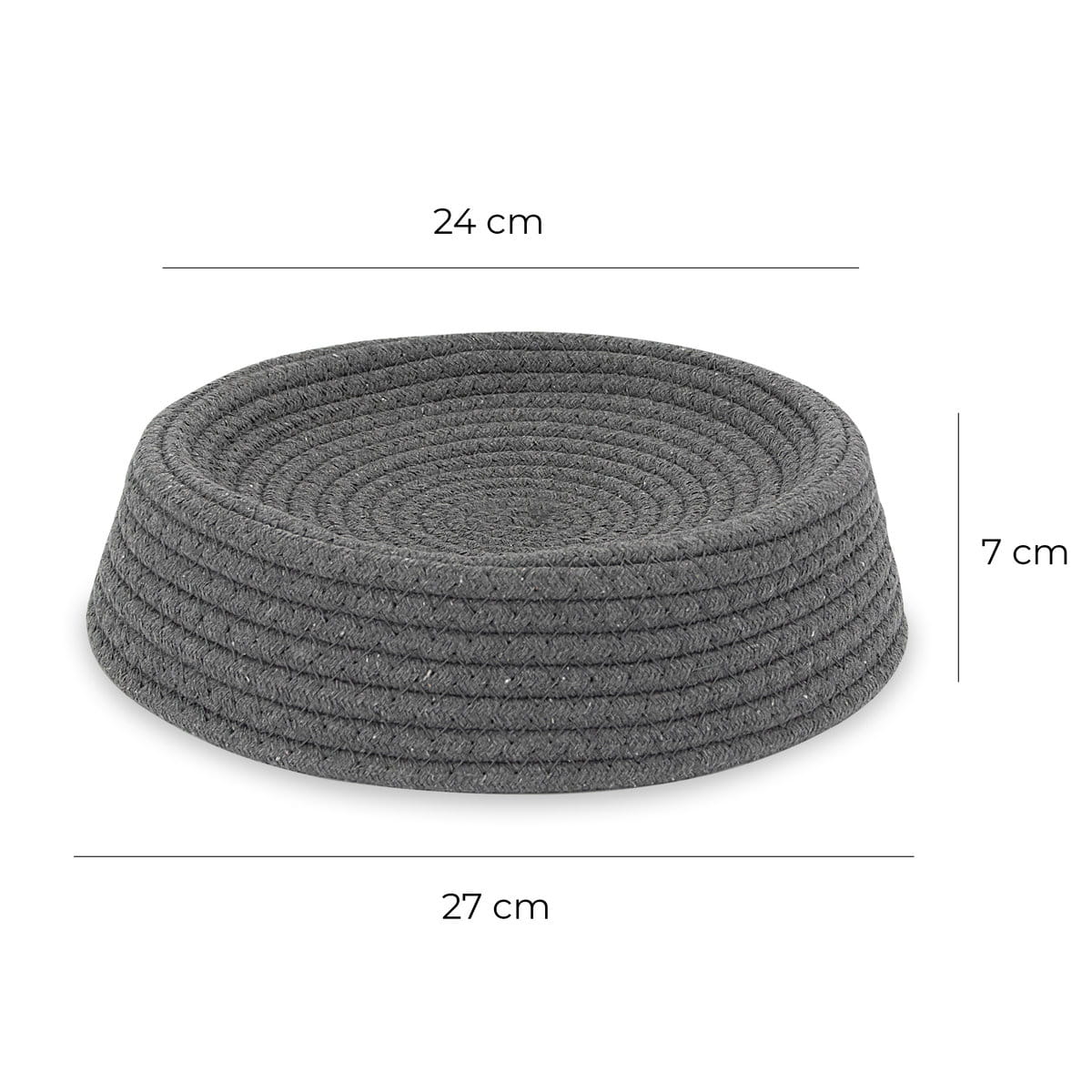 Wymiary legowiska NESTI S: średnica 27 cm, wysokość 7 cm