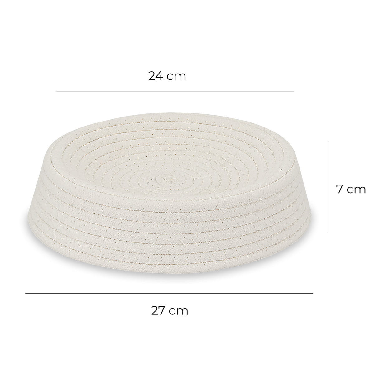 Wymiary legowiska NESTI S: średnica 27 cm, wysokość 7 cm