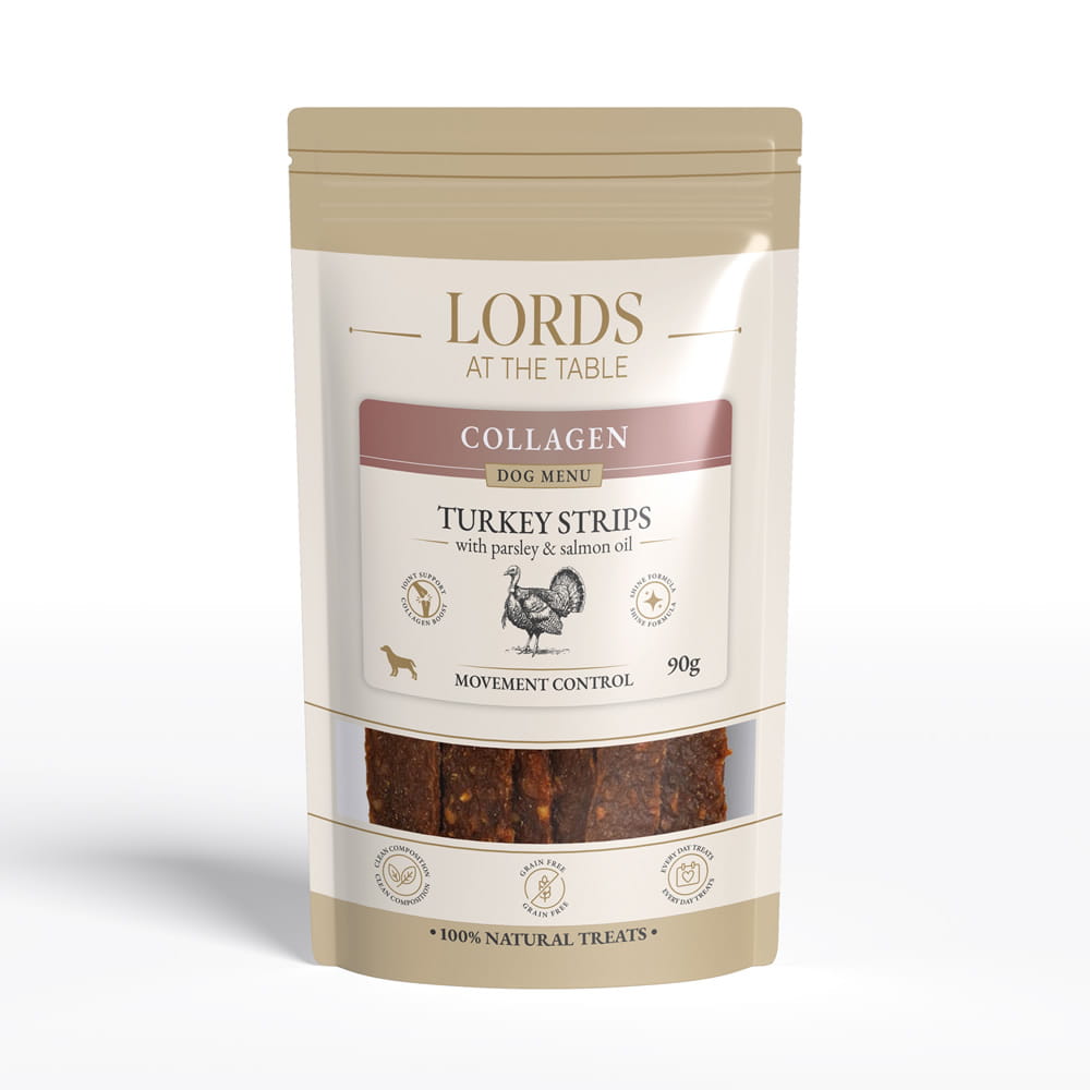 Paski z indyka z pietruszką i olejem z łososia - Collagen Dog Menu LORDS - 90g