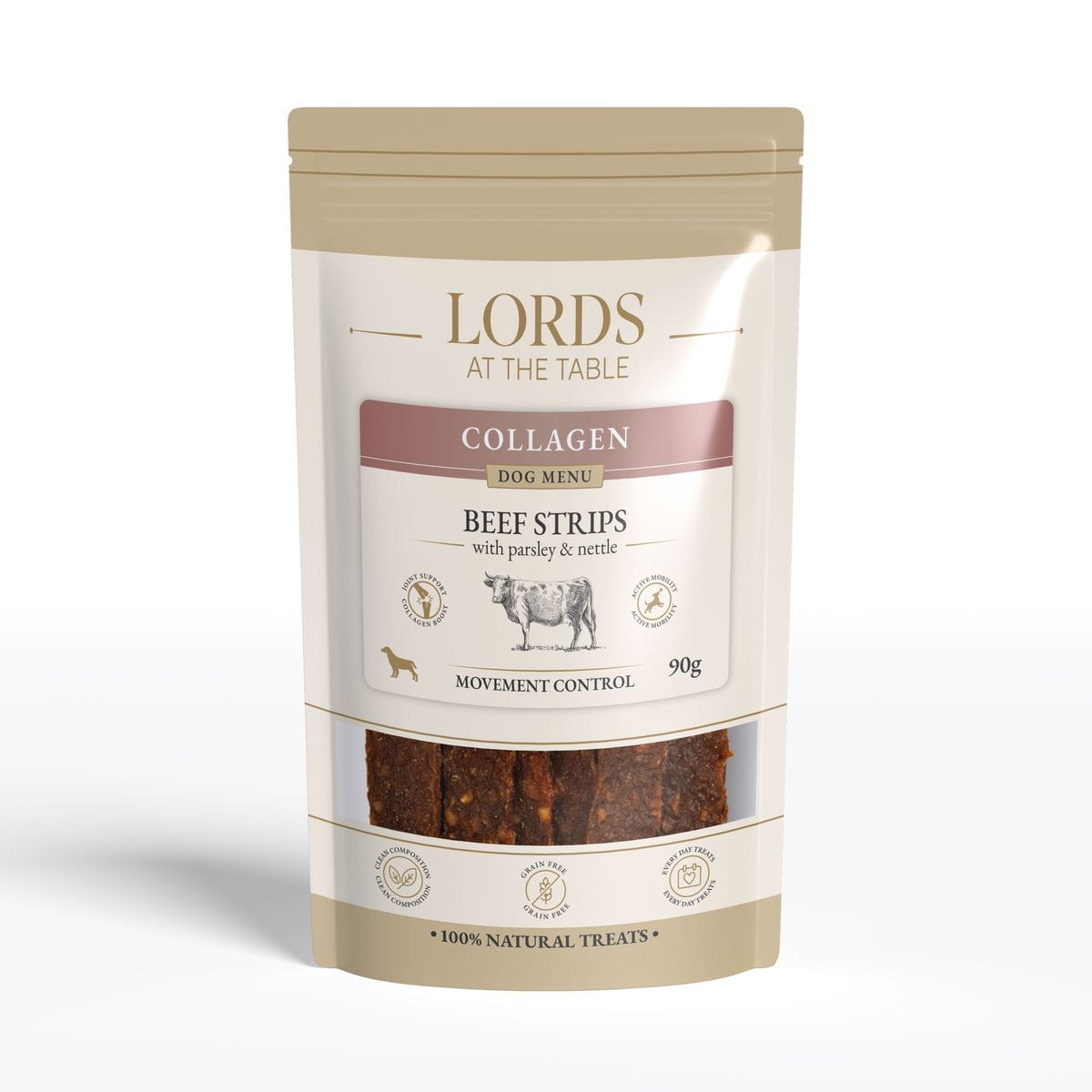 Paski wołowe z pietruszką i pokrzywą - Collagen Dog Menu LORDS - 90g
