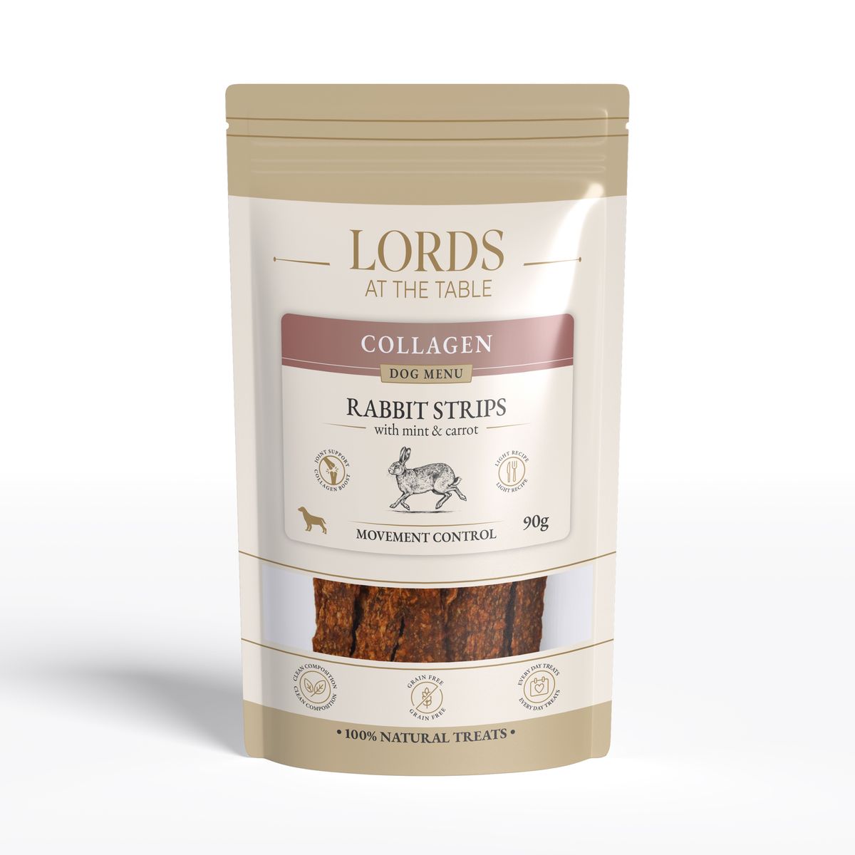Paski z królika z miętą i marchewką - Collagen Dog Menu LORDS - 90g