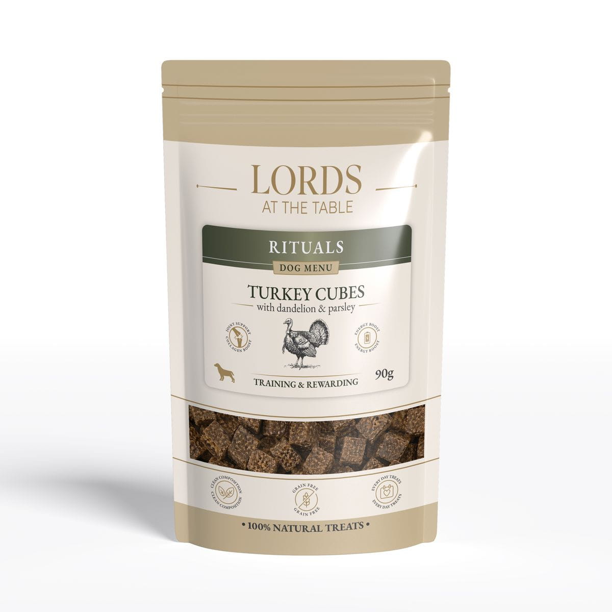 Kostki z indyka z mniszkiem lekarskim i pietruszką - Rituals Dog Menu LORDS - 90g