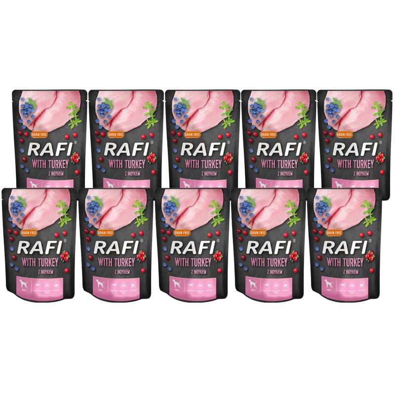 Mokra karma dla psa Rafi z indykiem zestaw 10 x 300 g