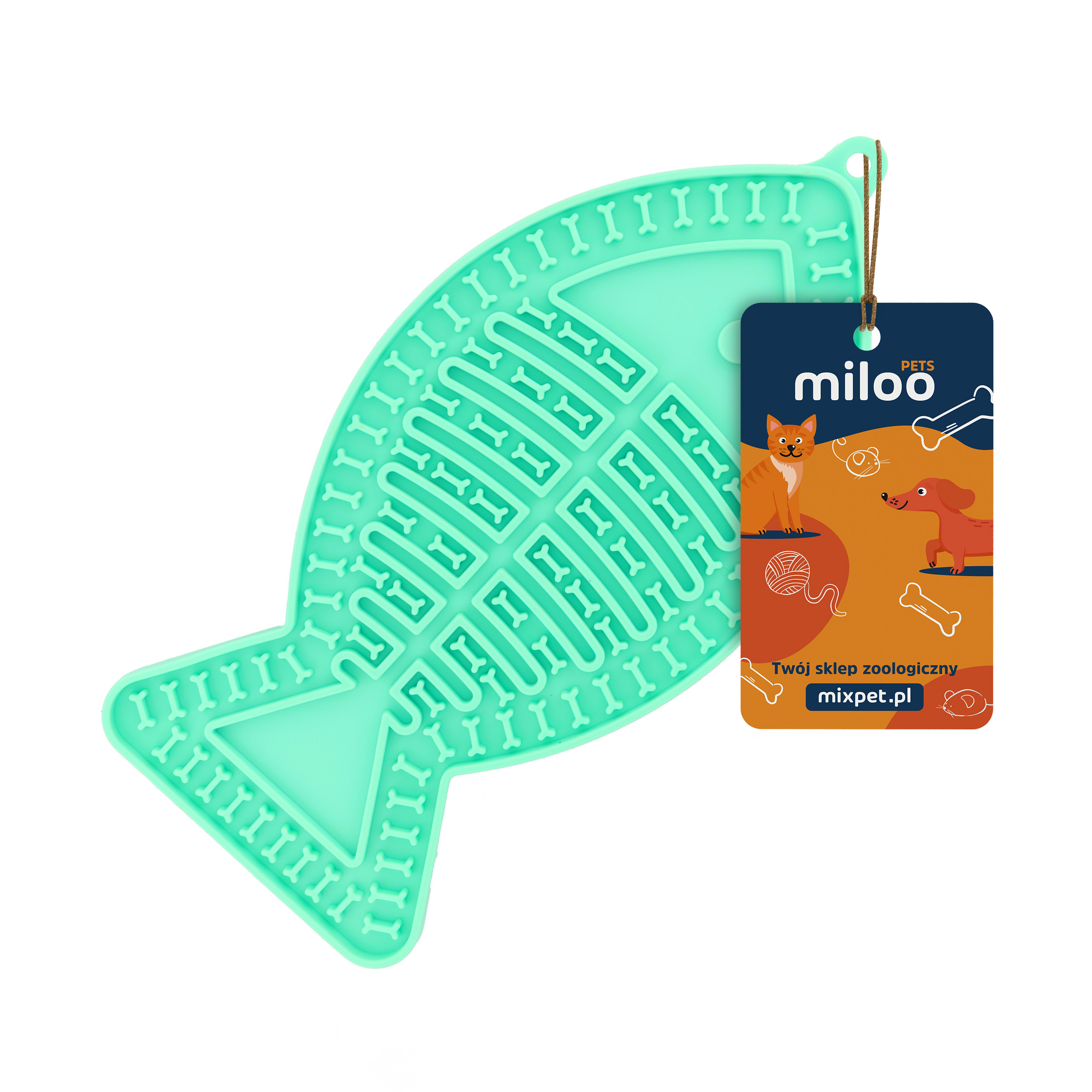 Mata do lizania dla psa lub kota MilooPets RYBKA 16x10cm - miętowa