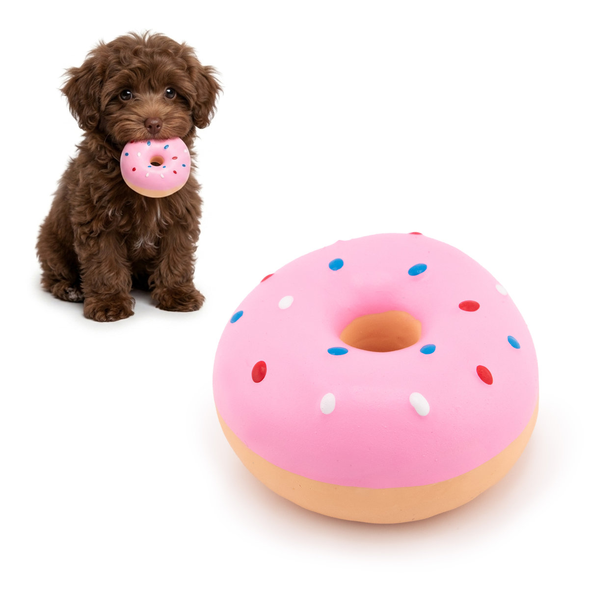 Zabawka dla psa piszcząca Donut YOKA - różowa