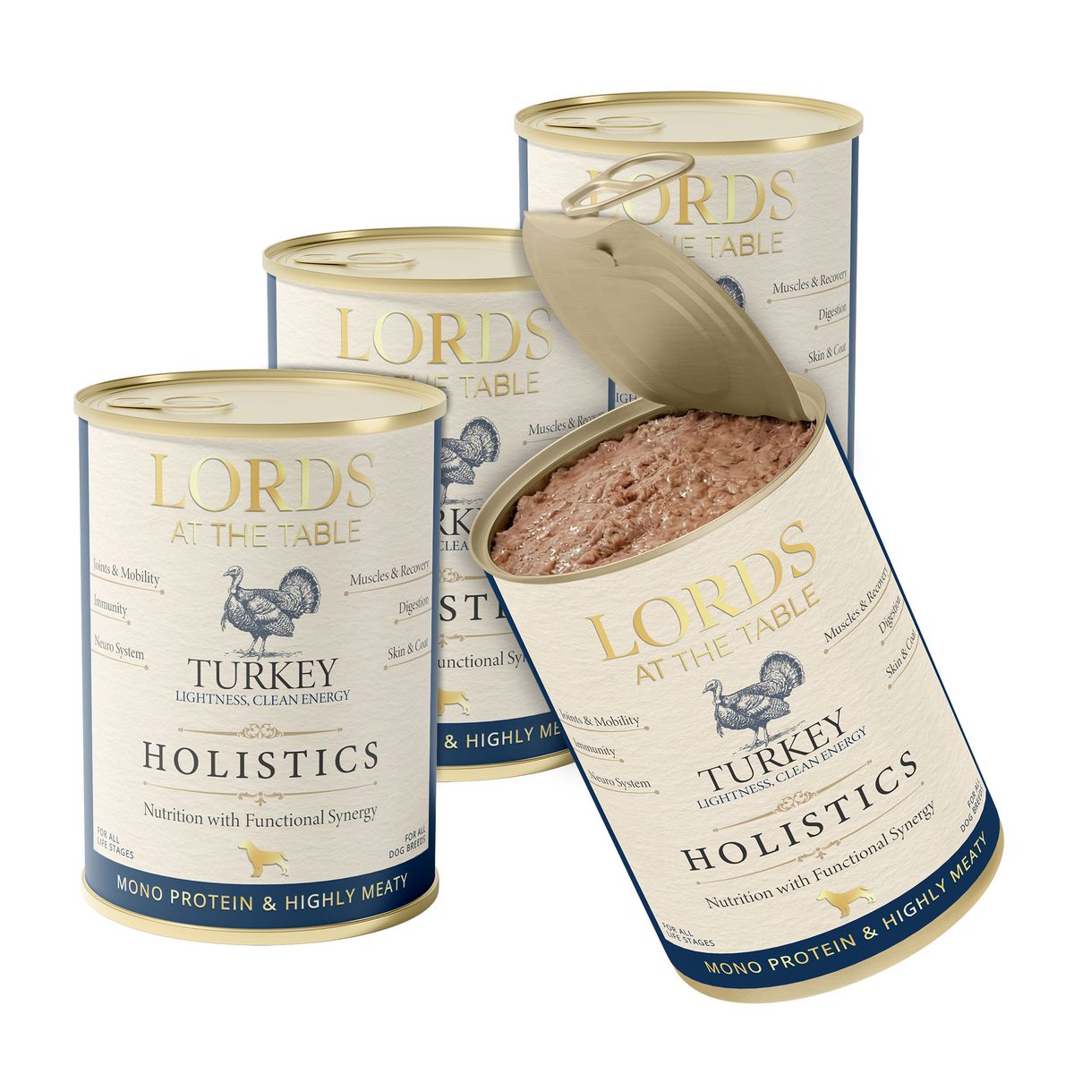 LORDS Holistics monoproteinowa karma z indykiem – zestaw 4 puszki 400 g