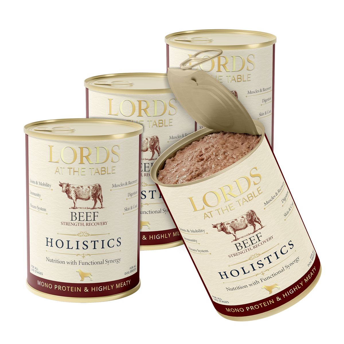 LORDS Holistics monoproteinowa karma z wołowiną – zestaw 4 puszki 400 g