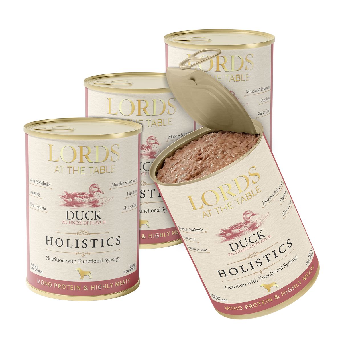 LORDS Holistics monoproteinowa karma z kaczką – zestaw 4 puszki 400 g