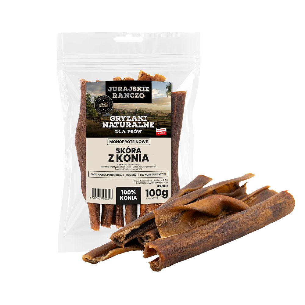 Naturalny gryzak Skóra z konia Jurajskie Ranczo - 100g — zdjęcie 1