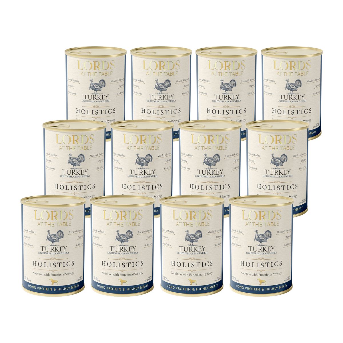 LORDS Holistics monoproteinowa karma z indykiem – zestaw 12 puszek 400 g