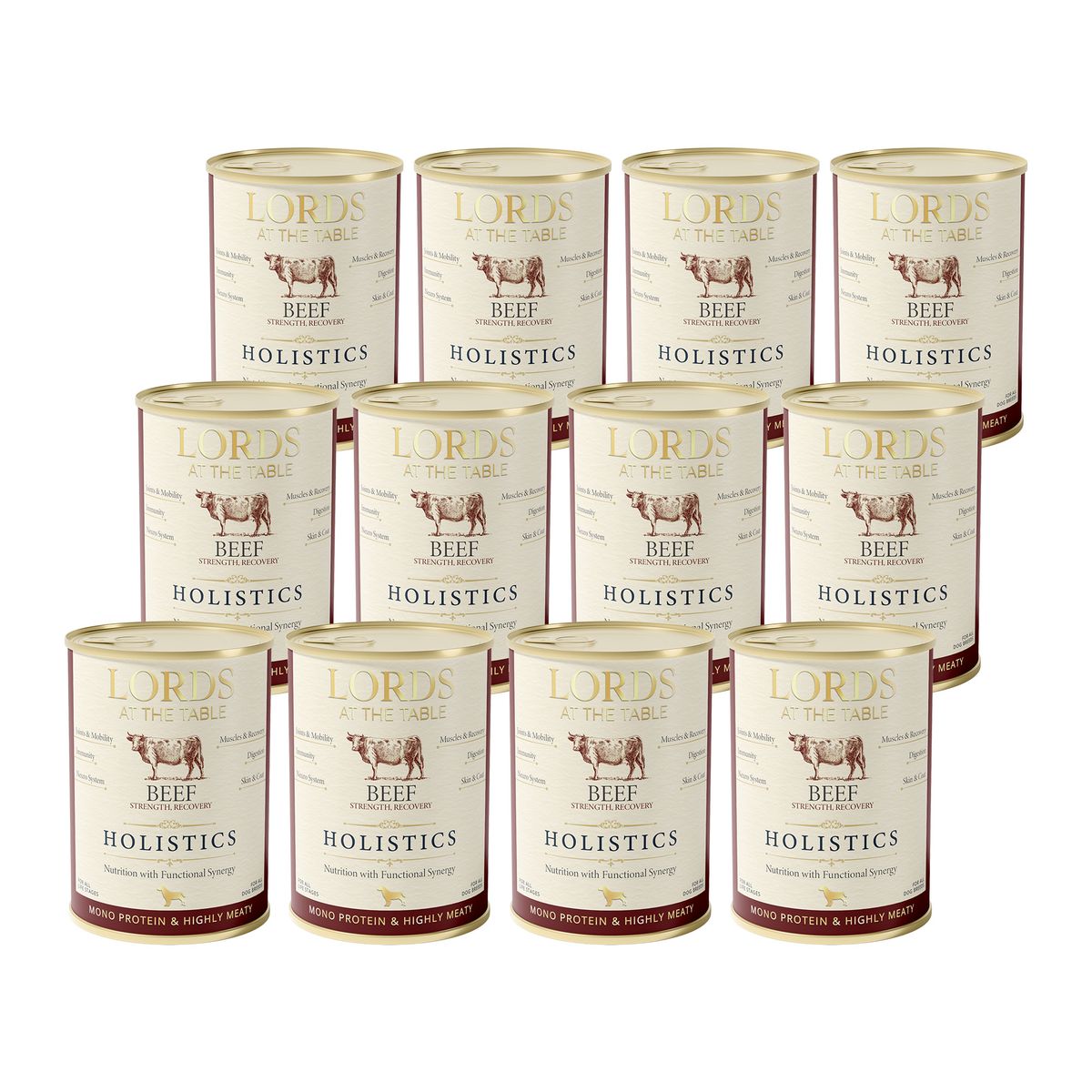 LORDS Holistics monoproteinowa karma z wołowiną – zestaw 12 puszek 400 g