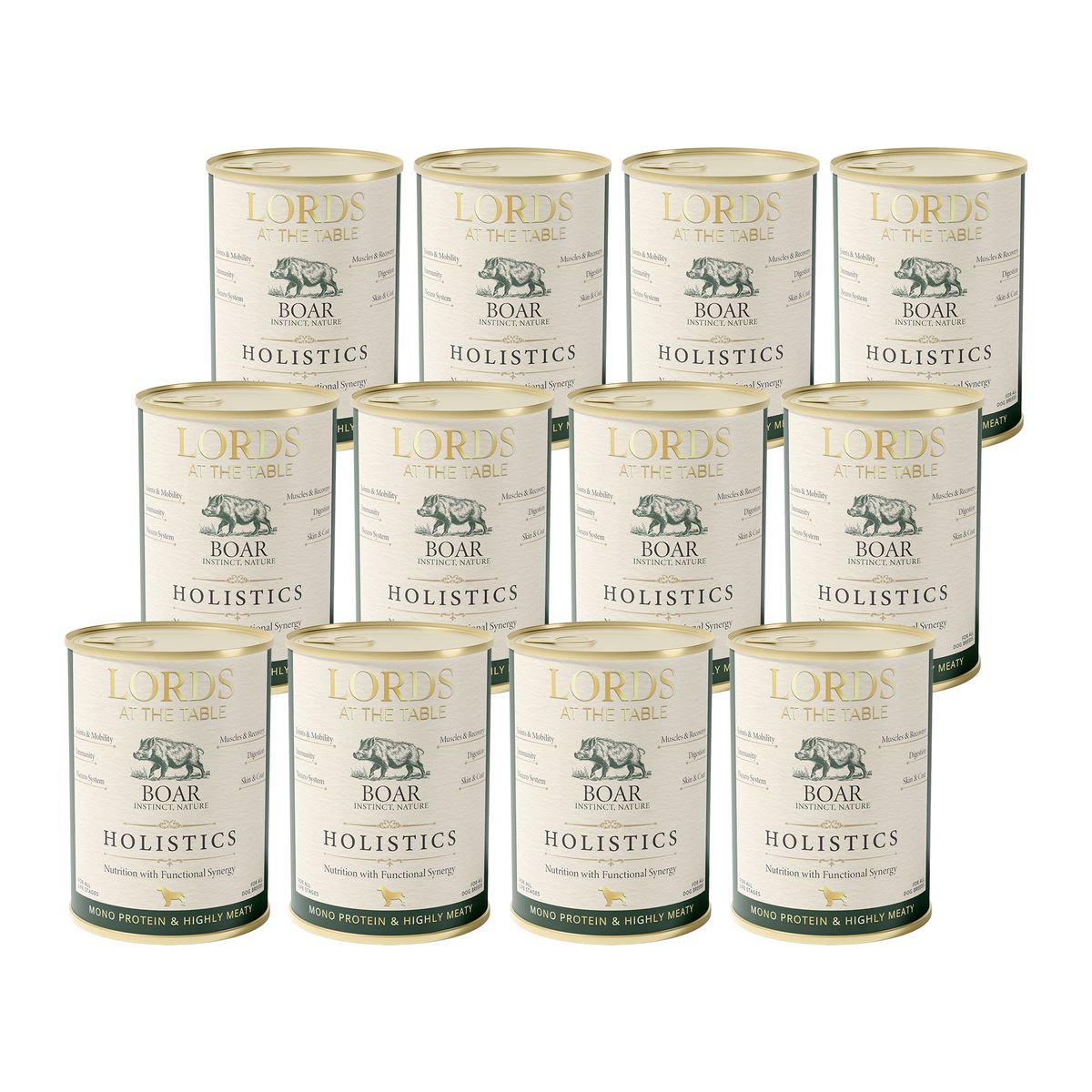 LORDS Holistics monoproteinowa karma z dzikiem – zestaw 12 puszek 400 g