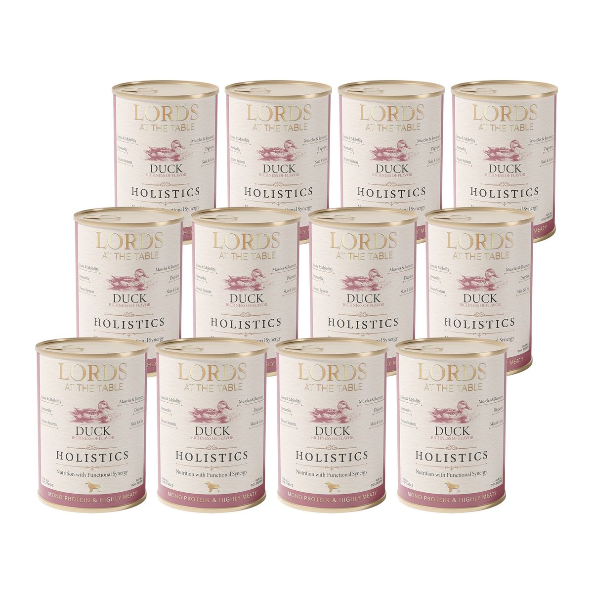 LORDS Holistics monoproteinowa karma z kaczką – zestaw 12 puszek 400 g