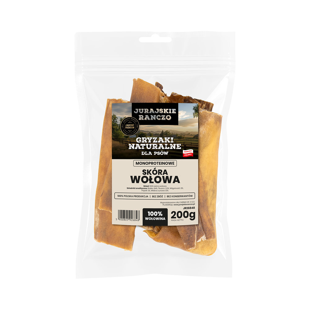 Naturalny gryzak Skóra wołowa Jurajskie Ranczo - 200g — zdjęcie 2
