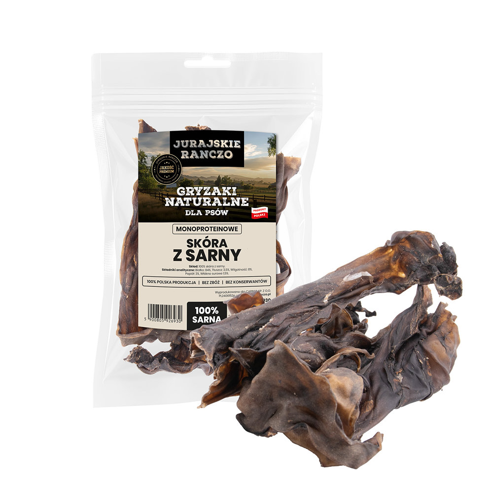 Naturalny gryzak Skóra z sarny Jurajskie Ranczo - 100g — zdjęcie 1