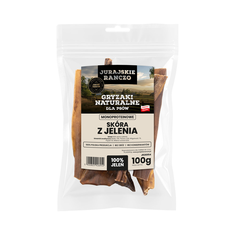 Naturalny gryzak Skóra z jelenia Jurajskie Ranczo - 100g — zdjęcie 2